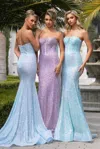 Portia And Scarlett Ps25190 Prom Fitted Long Formal Beaded Evening Dress In Multi