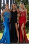 Portia And Scarlett Ps25235 Beaded Prom Long Formal Corset Prom Dress In Black