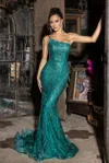 Portia And Scarlett Ps25240 Prom Long Glitter Fitted Formal Dress In Green