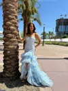 Portia And Scarlett Ps25250 Long Mermaid Formal Lace Corset Prom Dress In Blue