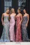 Portia And Scarlett Ps25251 Fitted Long Formal Glitter Corset Prom Dress In Multi