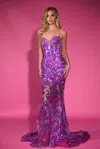 Portia And Scarlett Ps25262 Long Fitted Applique Formal Corset Prom Dress In Multi