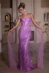 Portia And Scarlett Ps25266 Long Formal Glitter Overskirt Prom Dress In Pink