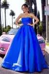 Portia And Scarlett Ps25306 Beaded Long Ball Gown Corset Prom Dress In Blue