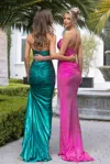 Portia And Scarlett Ps25320 Beaded Long Metallic Formal Fitted Prom Dress In Pink