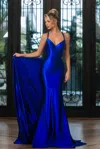 Portia And Scarlett Ps25349 Fitted Prom Long Formal Overskirt Evening Dress In Blue