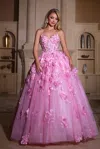 Portia And Scarlett Ps25360p Glitter Long Ball Gown Beaded Applique Prom Dress In Pink