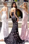 Portia And Scarlett Ps25601e Formal Long Beaded Lace Slit Prom Dress In Pink