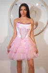 Portia And Scarlett Ps25796 Prom Beaded Corset Homecoming Short Dress In Pink