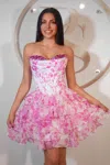 Portia And Scarlett Ps25798 Short Beaded Corset A Line Homecoming Dress In Pink