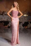Portia And Scarlett Ps25990c Long Slit Formal Prom Fitted Dress In Pink