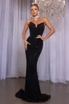 Portia And Scarlett Ps26010 Long Formal Fitted Prom Mermaid Dress In Black