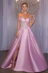 Portia And Scarlett Ps26040 Long Ball Gown Formal Slit Prom Dress In Purple