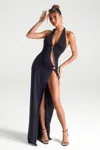 Portia And Scarlett Ps315b Long Slit Formal Prom Evening Dress In Black