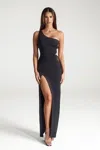Portia And Scarlett Ps316b Long Slit Fitted Formal Prom Dress In Black