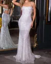 Portia And Scarlett Sequin Mermaid Fitted Gown In White In White
