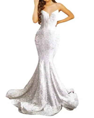 Portia And Scarlett Strapless Long Prom Dress In Ivory In White