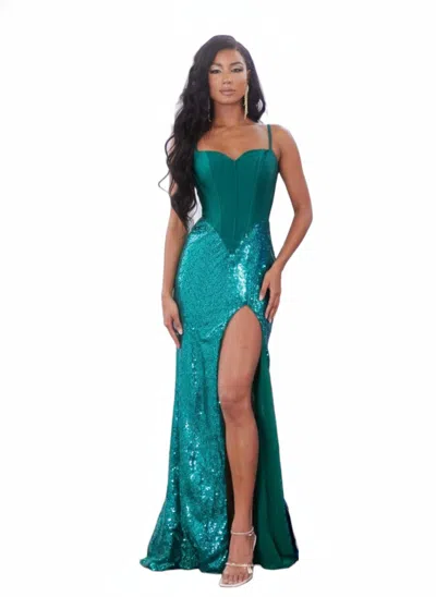 Portia And Scarlett Sweetheart Slip Maxi Dress In Emerald In Multi