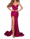 Portia And Scarlett Velvet Sequin Maxi Dress In Red In Red