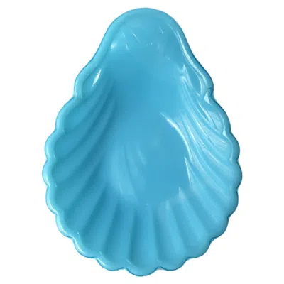 Pre-owned Portieux Vallerysthal French Blue Opaline Glass Jewelry Dish Seashell Portieux, Circa 19th Century