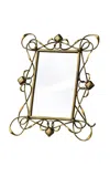 Portmanteau New York Antique Art Nouveau Ornate Sculptural Brass Wire Frame / Mirror; Circa 1910s In Gold