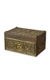 Portmanteau New York Antique Brass Panel Box With Chased + Repoussé Detailing; Circa Late 19th Century In Multi