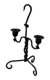 Portmanteau New York Antique Forged Iron Twisted Candelabra; Circa Early 19th Century In Black