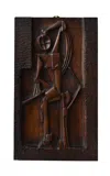 Portmanteau New York Vintage Cubist Carved Bas Relief Portrait; Circa 1940s In Brown