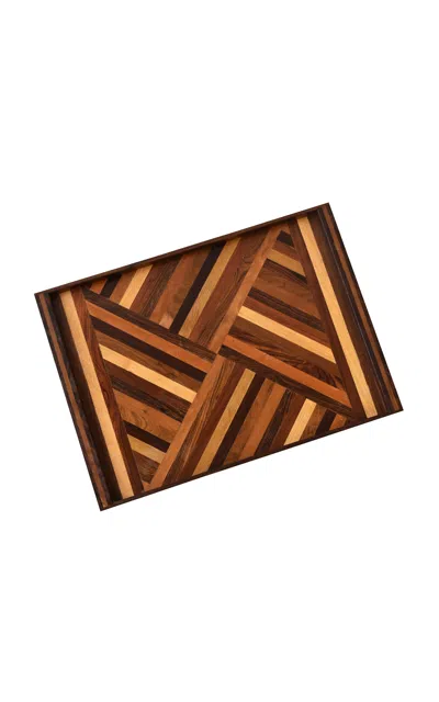 Portmanteau New York Vintage Mid-century Decorative Parquetry Serving Tray By Don Shoemaker For Señal; S.a.; Circa 1960s In Brown