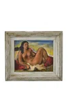 Portmanteau New York Vintage Oil On Board Framed Portrait Of A Reclining Nude By Vahe Kirishjian; Circa 1941 In Multi