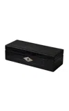 Portmanteau New York Vintage Polished Black Crocodile Leather Glove Box; Circa 1930s In Multi