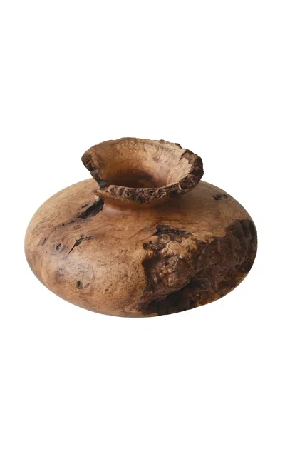 Portmanteau New York Vintage Sculptural Turned Cherry Burl Wood Vase By Melvin Lindquist; Circa 1978 In Brown