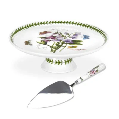 Portmeirion 10" Footed Cake Plate With Server In Multi