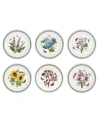 Portmeirion Botanic Garden Dinner Plates, Assorted Set Of 6 In White