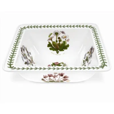 Portmeirion Botanic Garden Bowl, Salad Square 10.5" 2 Qt In White;green