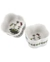 Portmeirion Botanic Garden Daisy Set Of 2 Scalloped-shaped Ramekins In White