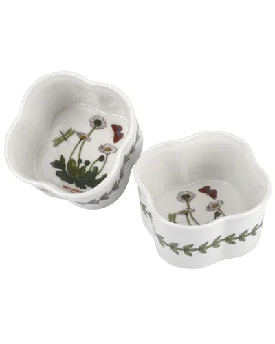Portmeirion Botanic Garden Daisy Set Of 2 Scalloped-shaped Ramekins In White
