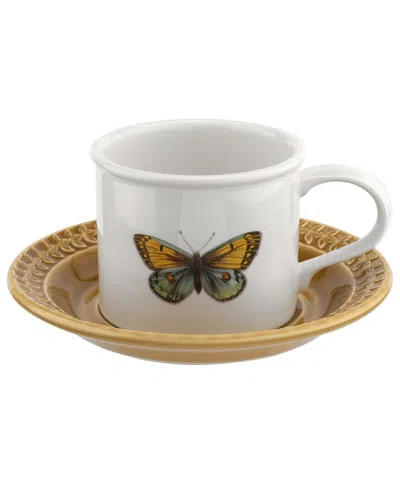 Portmeirion Botanic Garden Harmony Breakfast Cup & Embossed Saucer In Orange