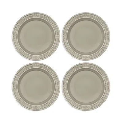 Portmeirion Botanic Garden Harmony Dinner Plates, Set Of 4 In Gray