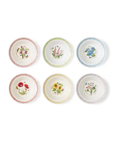 Portmeirion Botanic Garden Meadow Assorted Cereal Bowls, Set Of 6 In White