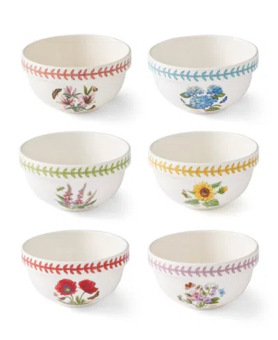 Portmeirion Botanic Garden Meadow Assorted Stackable Bowls, Set Of 6 In White
