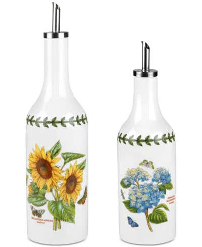Portmeirion Botanic Garden Oil & Vinegar Drizzler Set In White,multi