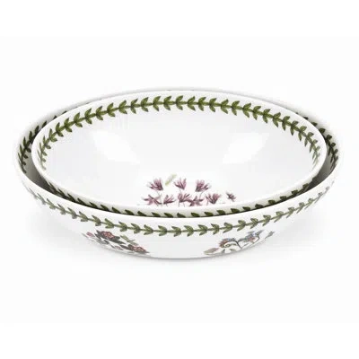 Portmeirion Botanic Garden Oval Nesting Bowls 8"/9" In White;green