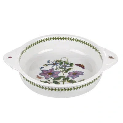 Portmeirion Botanic Garden Rnd Baking Dish W/handles 10" In White