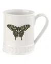 Portmeirion Botanic Garden Set Of 4 16oz Harmony Butterfly Mugs In Blue