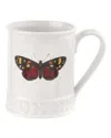 Portmeirion Botanic Garden Set Of 4 16oz Harmony Butterfly Mugs In White