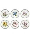 Portmeirion Botanic Garden Dinner Plates, Assorted Set Of 6 In Beige