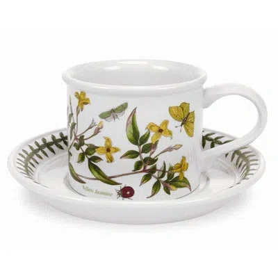 Portmeirion Botanic Garden Teacup & Saucer (d) 7 oz In White;green
