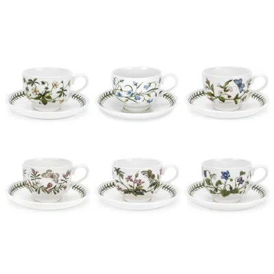 Portmeirion Botanic Garden Teacup & Saucer (t) 7 oz In Blue;green
