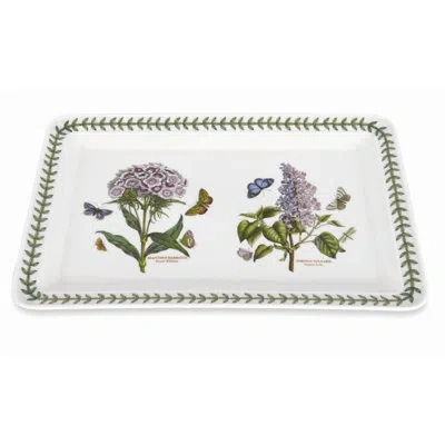 Portmeirion Botanic Garden Tray, Rectangular 15.5"x10" In White;green